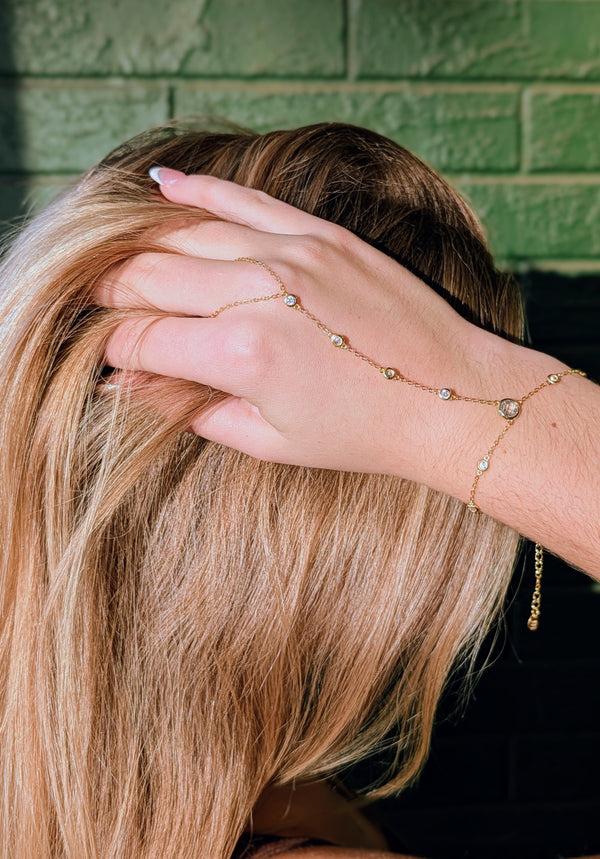 CZ Hand Chain, Gold Vermeil