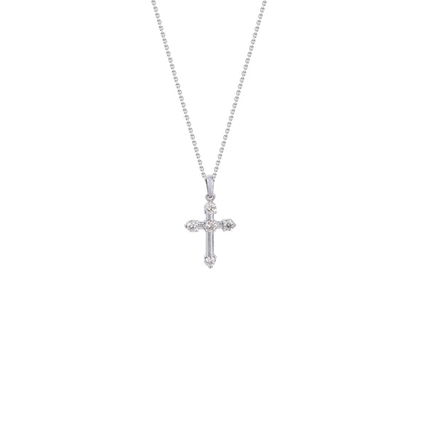 Mia Diamond Cross Necklace, 14K White Gold
