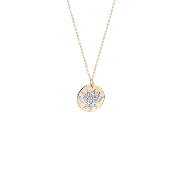 Padma, Lotus Diamond Pendant, 14K Yellow Gold