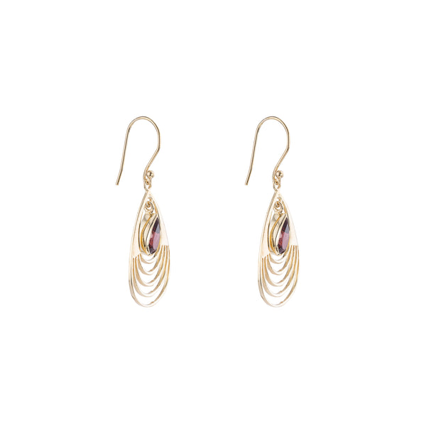 Baila Garnet Earrings, Gold Vermeil
