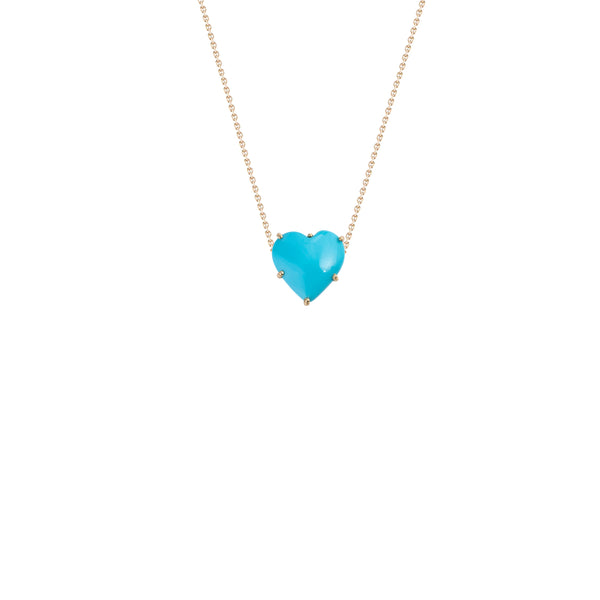 Amara, Turquoise Heart Necklace, 14K Yellow Gold