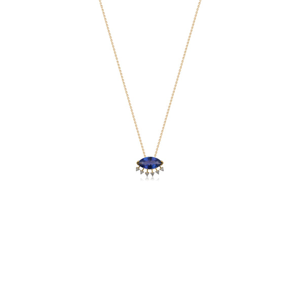 Shamira Evil Eye Tanzanite and Diamond Necklace, 14k Gold