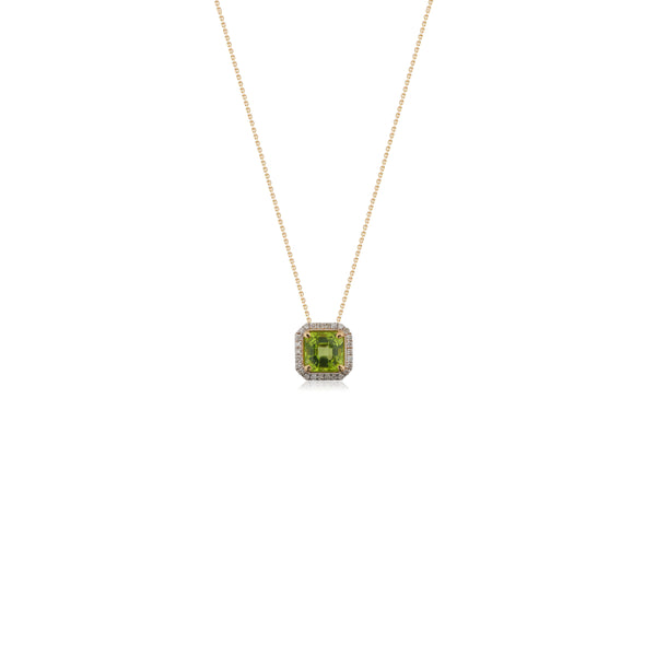 Freya Peridot and Diamond Necklace, 14k Yellow Gold