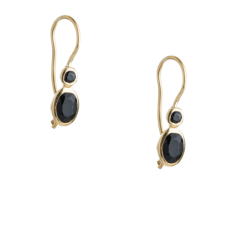 Callie Black Onyx Earrings, Gold Vermeil