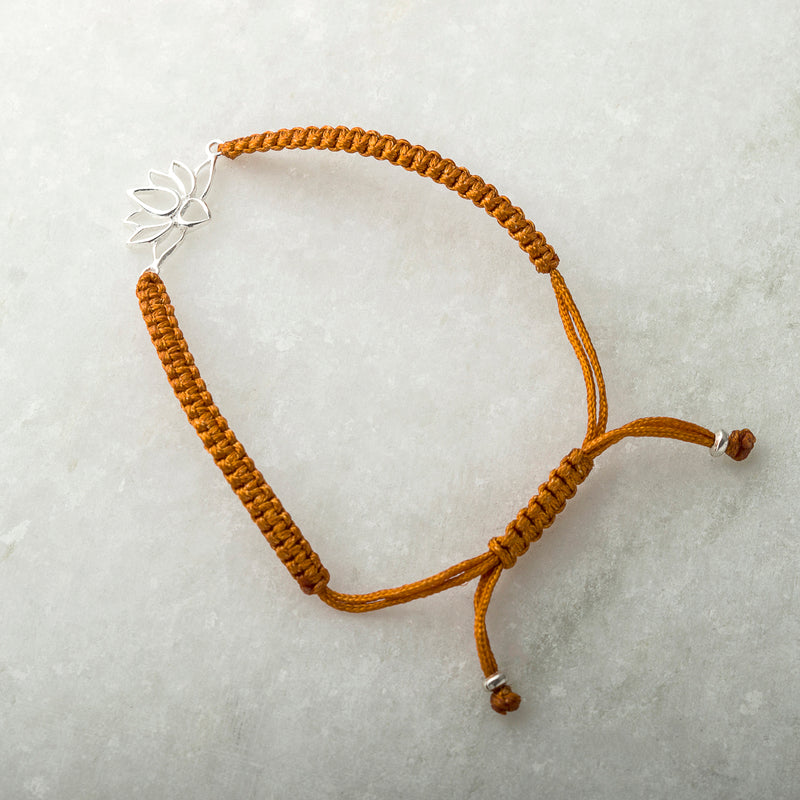 Padma Orange Braided Bracelet, Sterling Silver