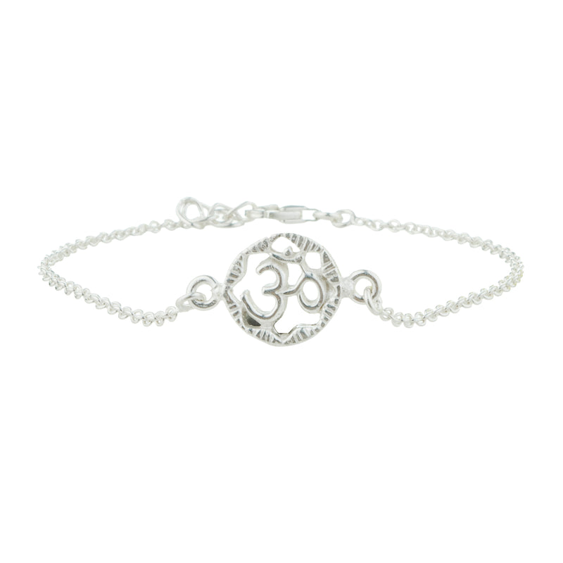 Circular Om Chain Bracelet ,Sterling Silver