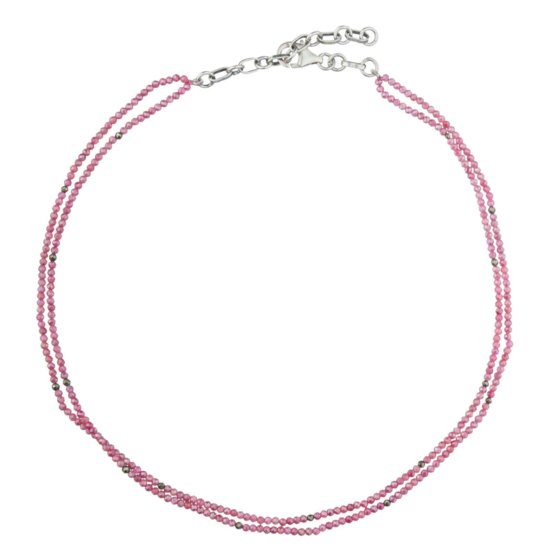 Metallic Pink Moonstone Double Strand Necklace