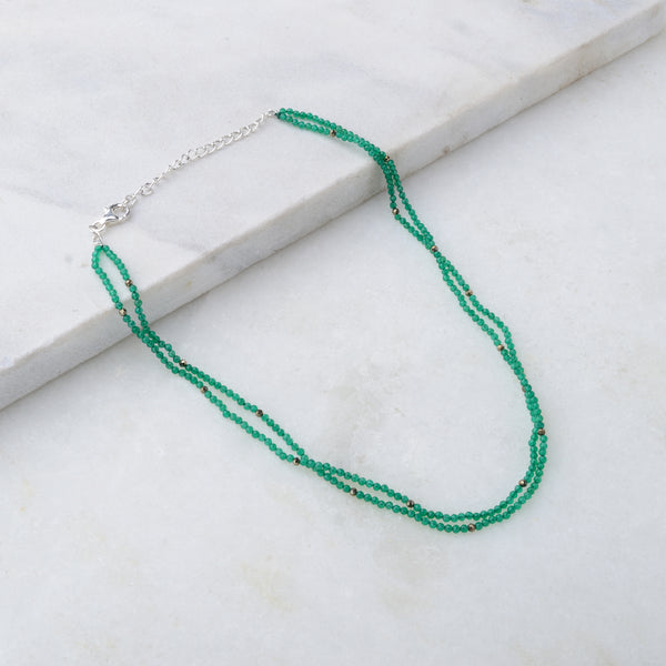 Green Onyx and Pyrite, Double Strand Choker