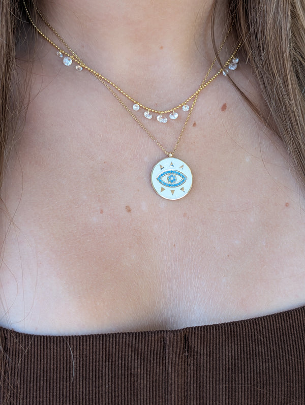 Dangling CZ Necklace, Gold Vermeil