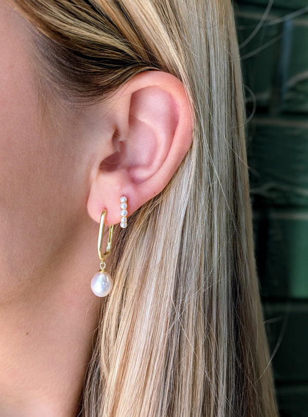 Eska Pearl Hoop, Gold Vermeil