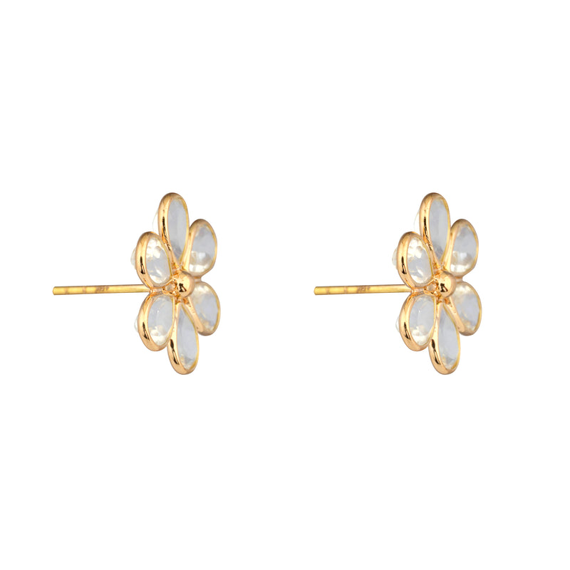 Flora Rainbow Moonstone Studs, 18k Gold