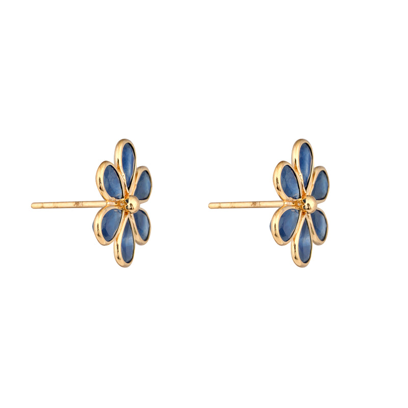 Flora Sapphire Studs, 18k Gold