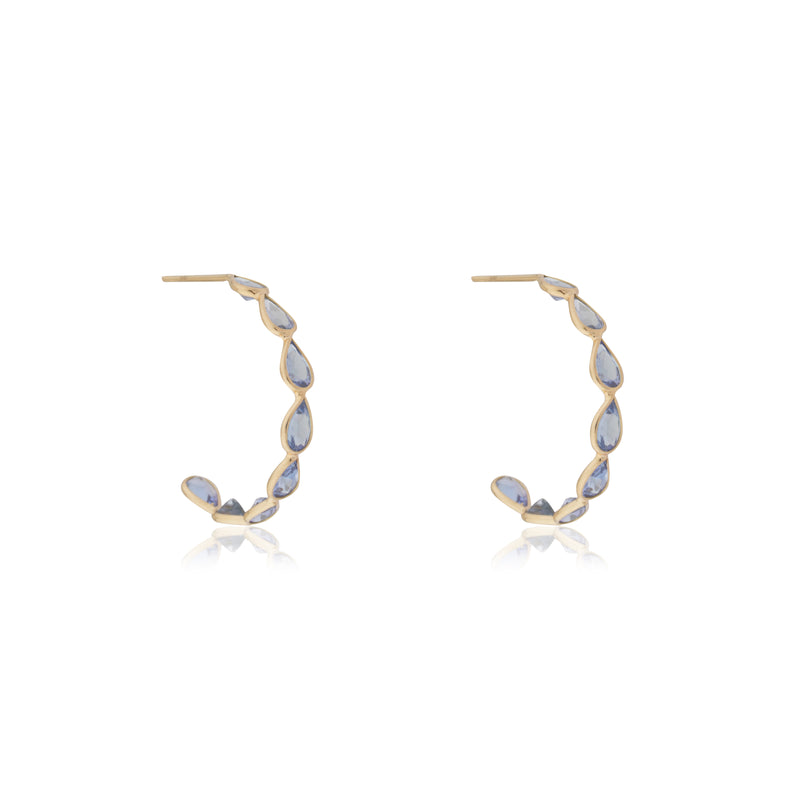 Flora Tanzanite Hoops, 18k Gold