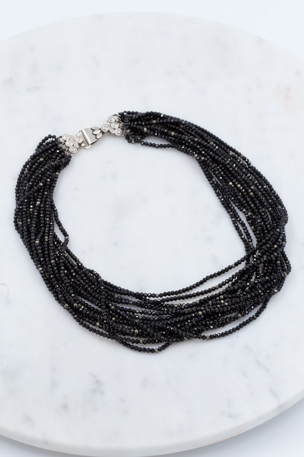 Helene, Black Spinel and Pyrite Necklace