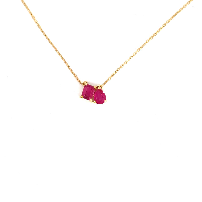 Toi Et Moi Necklace, 14k Yellow Gold