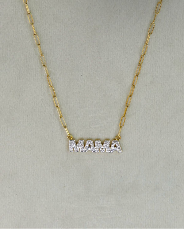 Mama Diamond Necklace,14k Gold