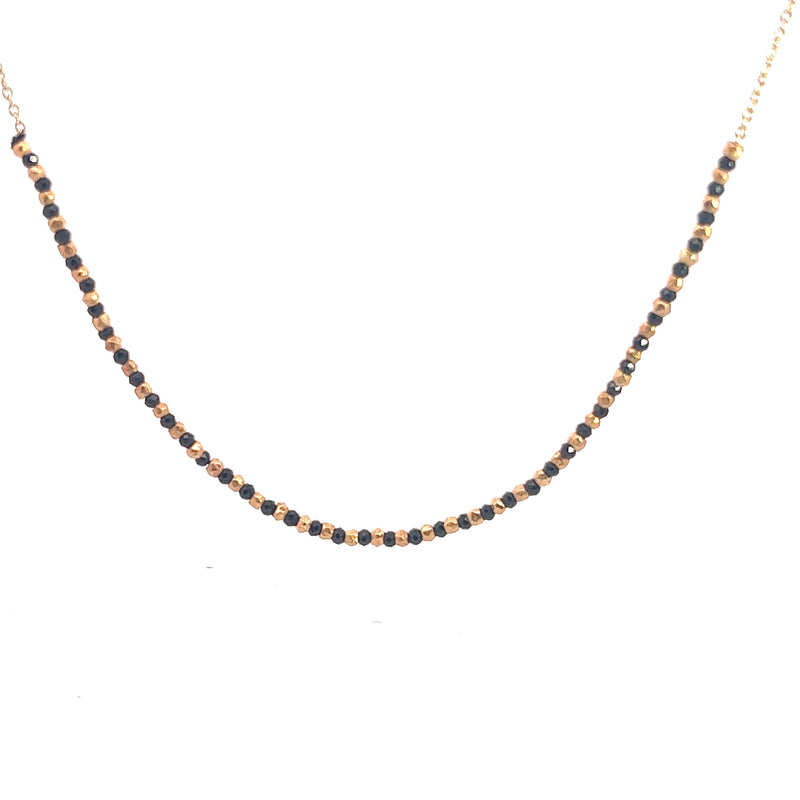 Beaded Thea Black Onyx Necklace in Gold Vermeil