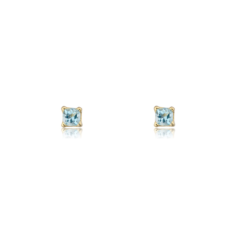 Izzy Aquamarine Studs ,14K Yellow Gold