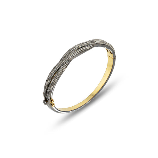 Kazu Diamond Bangle, Sterling Silver +18k