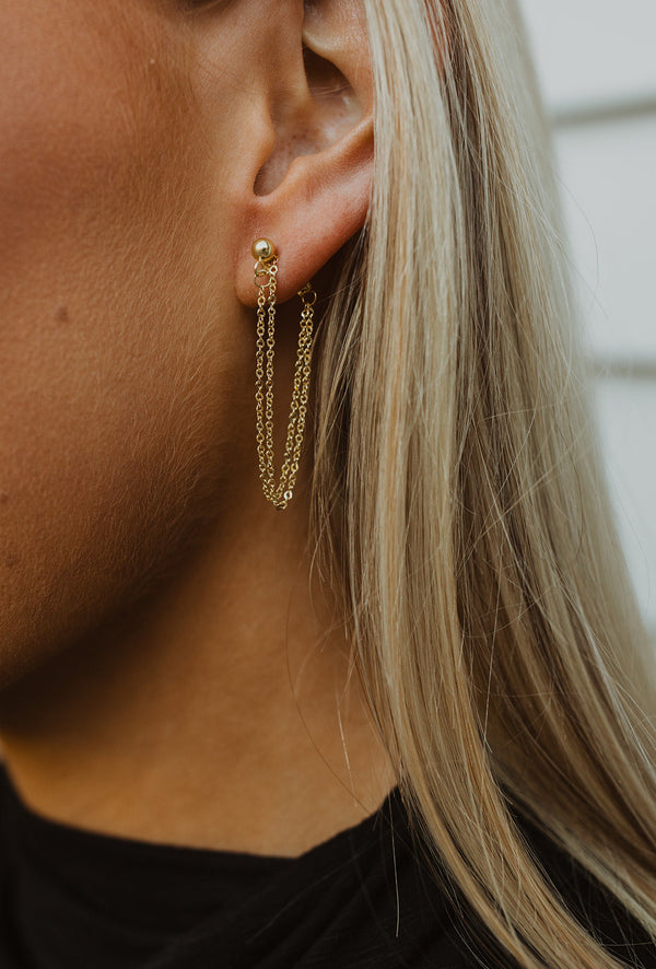 Kobie, Two Tone Chain Earrings 14k Gold