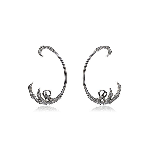 Asuka Diamond Claw Earrings, Sterling Silver