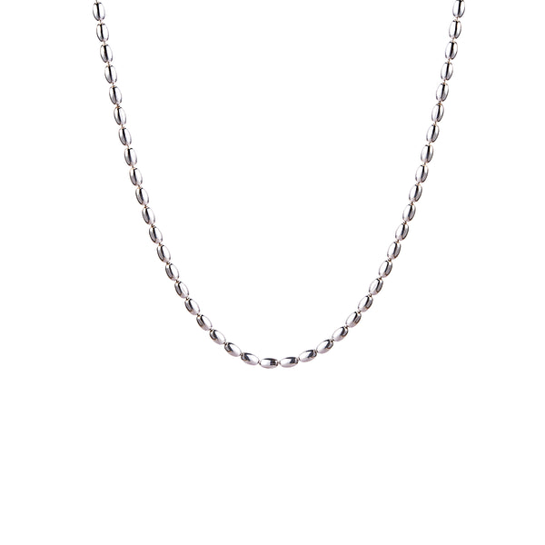 Sharla Oval Beaded Necklace, Sterling Silver