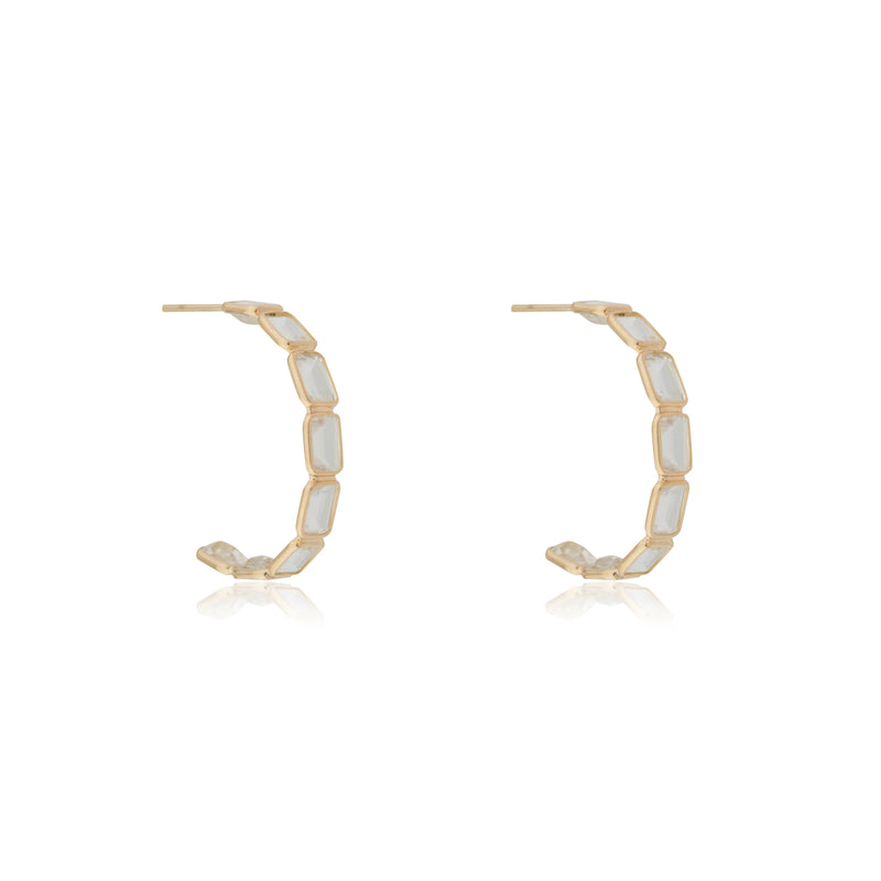 Suhaani Rainbow Moonstone Hoops, 18k Gold