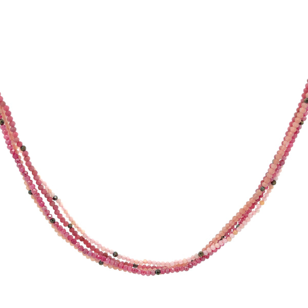 Tris, 4-Stand Pink Gemstone Beaded Necklace