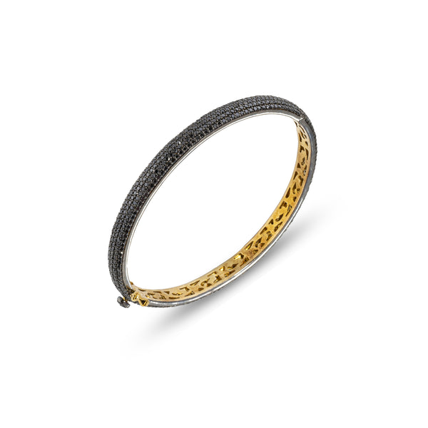 Truda Black Diamond Bangle, Sterling Silver+ 18k