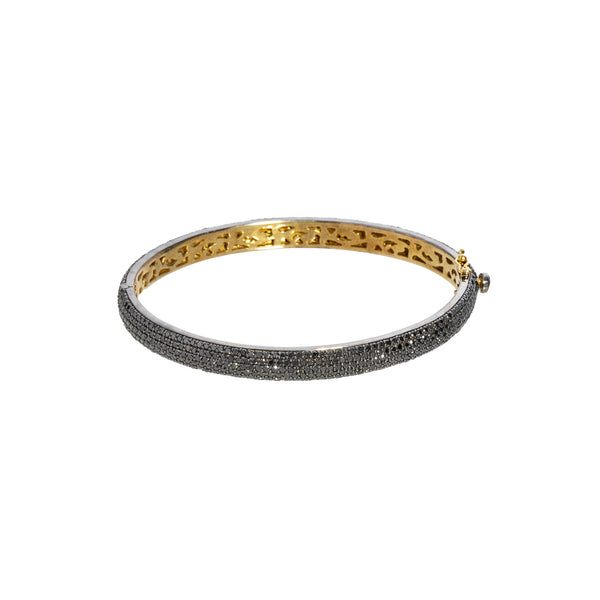 Truda Black Diamond Bangle, Sterling Silver+ 18k