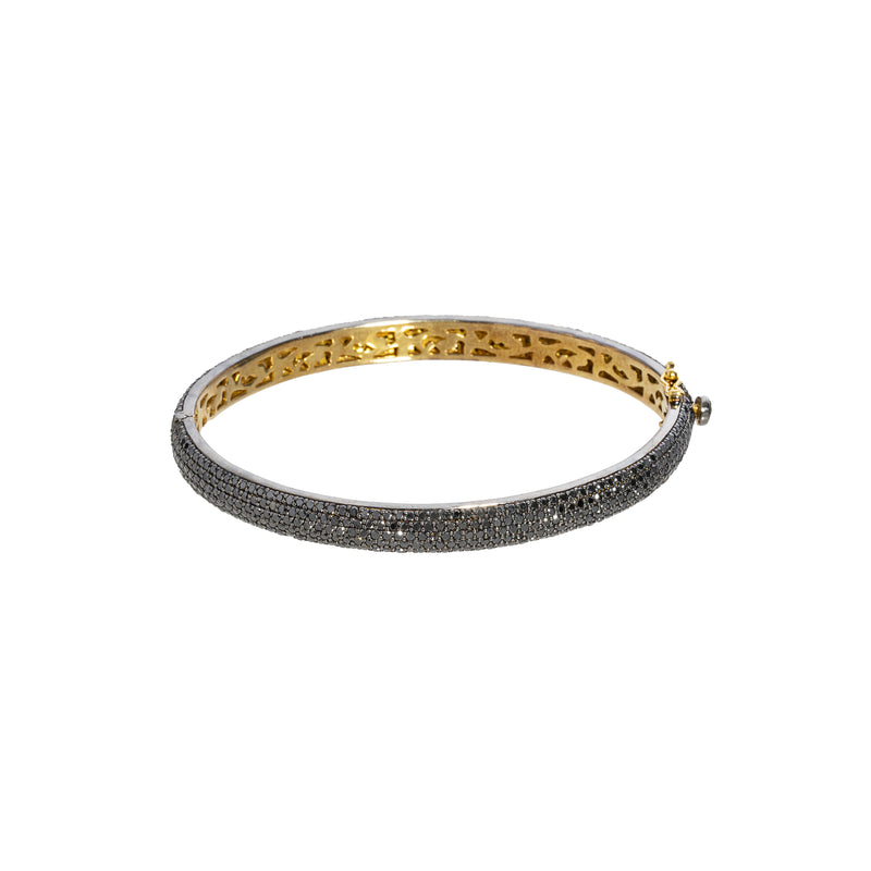 Truda Black Diamond Bangle, Sterling Silver+ 18k