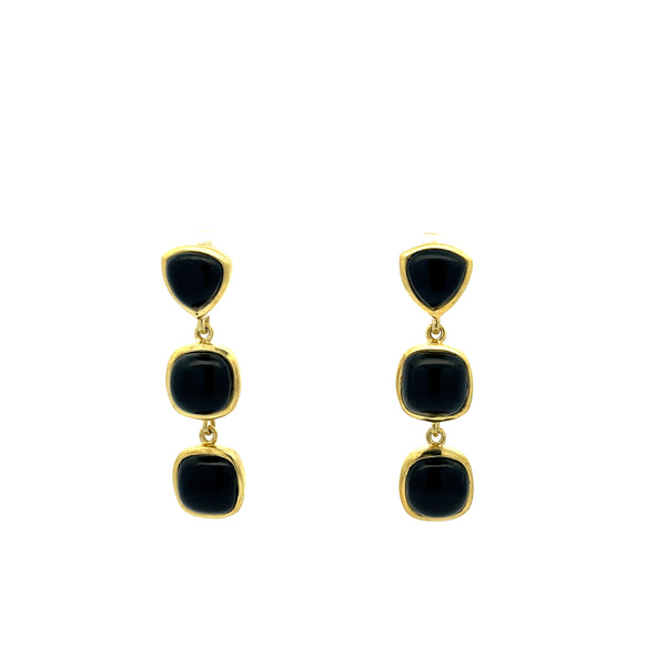 Viviana Black Onyx Earrings, Gold Vermeil