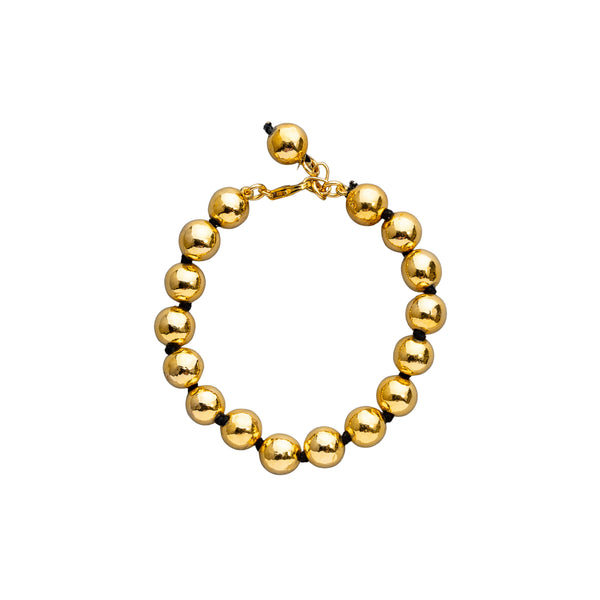 Yamini Round Silver Beads Bracelet, Gold Vermeil