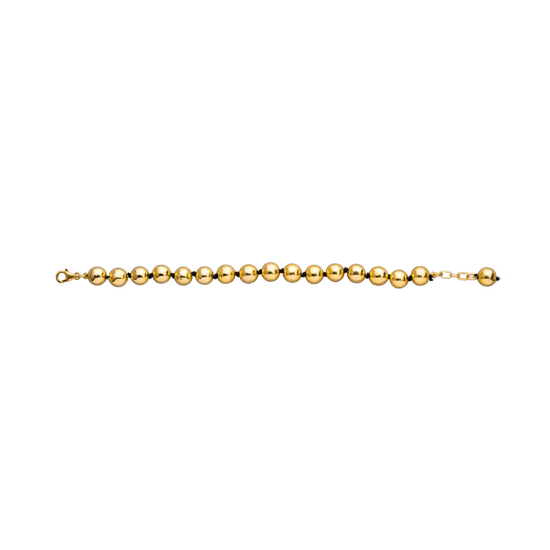 Yamini Round Silver Beads Bracelet, Gold Vermeil