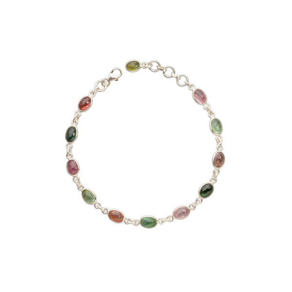 Aeliana Multi Tourmaline Oval Braclet, Sterling Silver