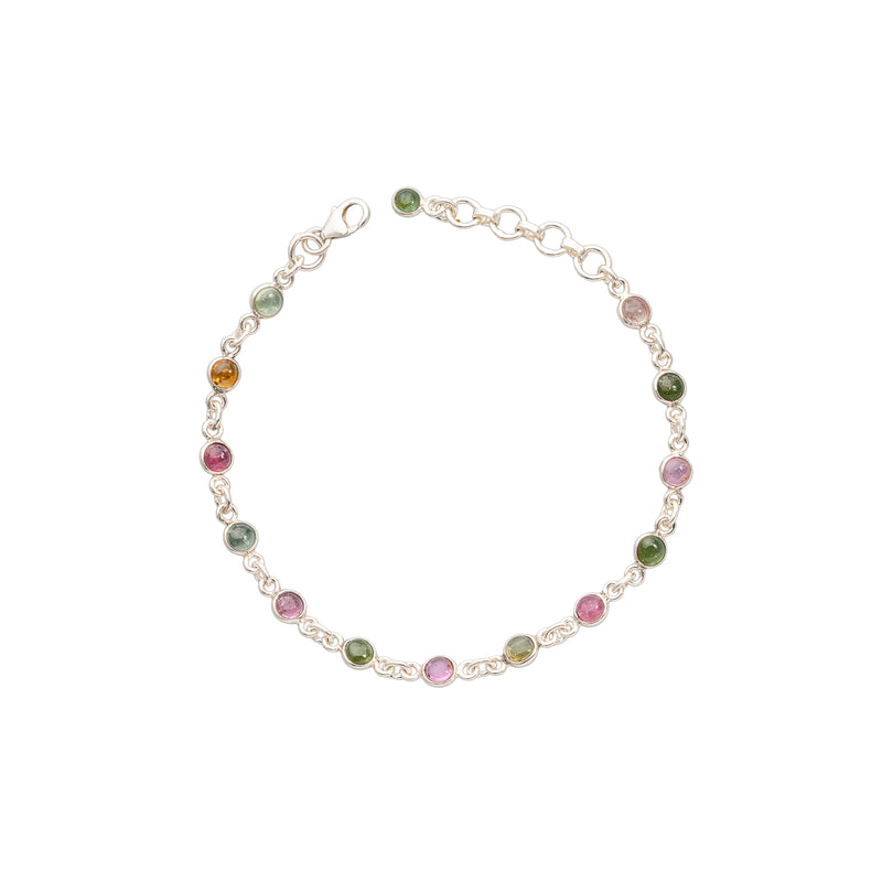 Aeliana Multi Round Tourmaline Bracelet, Sterling Silver