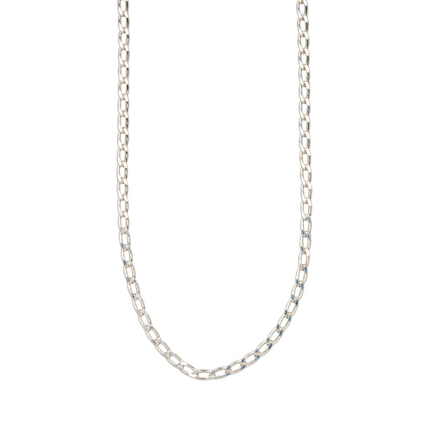 Oval Curb Necklace, Sterling Silver