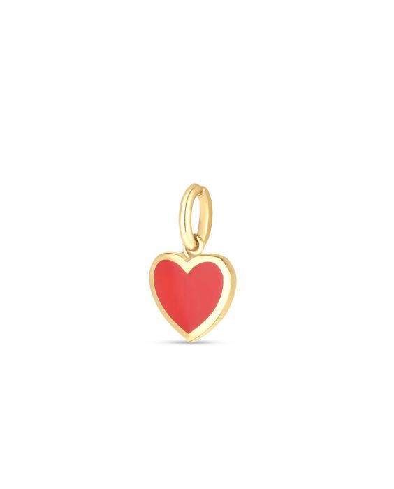 Red Enamel Heart Necklace, 14k Gold