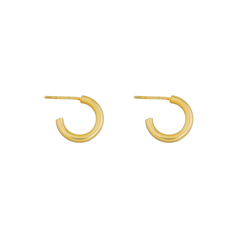 Mini Tube Hoop Earrings, Gold Vermeil