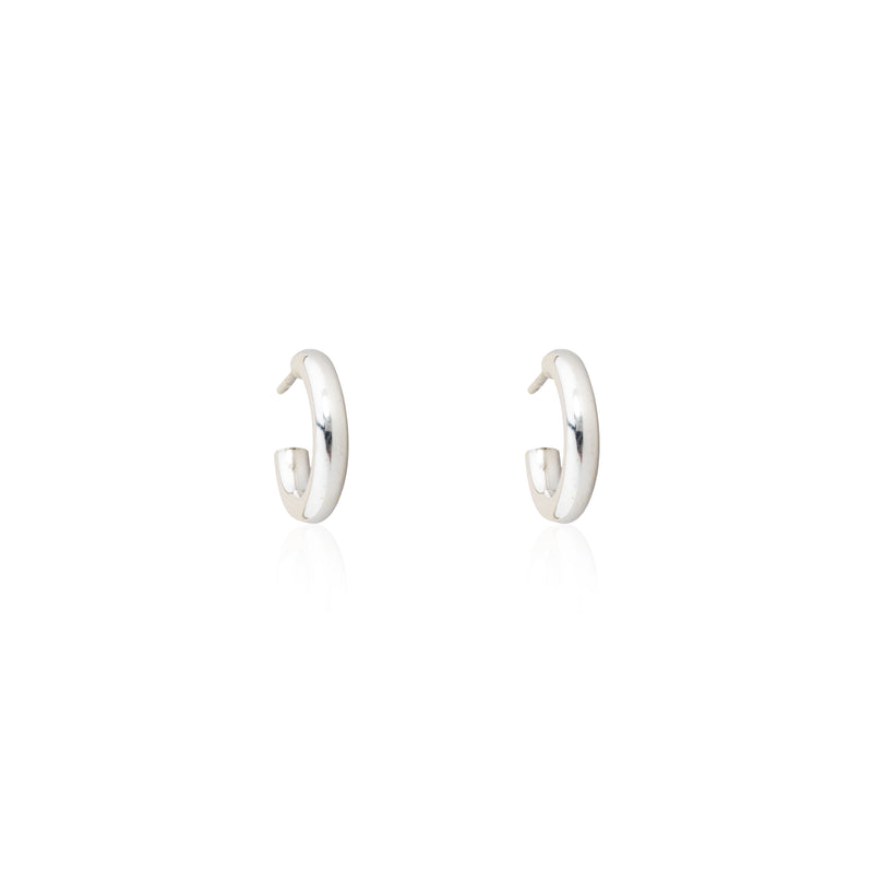 Mini Tube Hoop Earrings, Sterling Silver