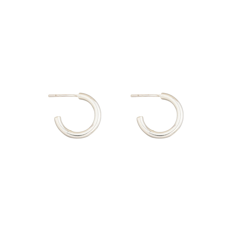 Mini Tube Hoop Earrings, Sterling Silver