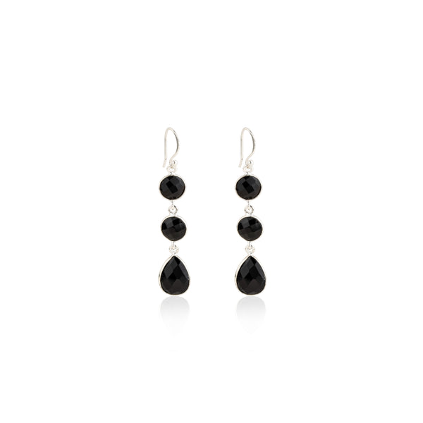 Kai, 3 Stone Drop Earrings, Sterling Silver