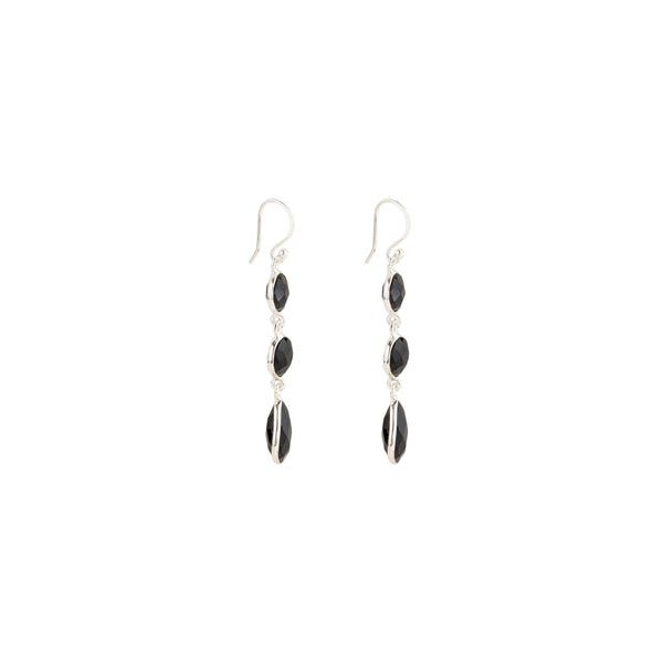 Kai, 3 Stone Drop Earrings, Sterling Silver