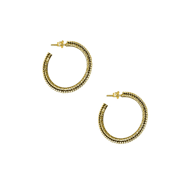 Small Beaded Hoops,Gold Vermeil