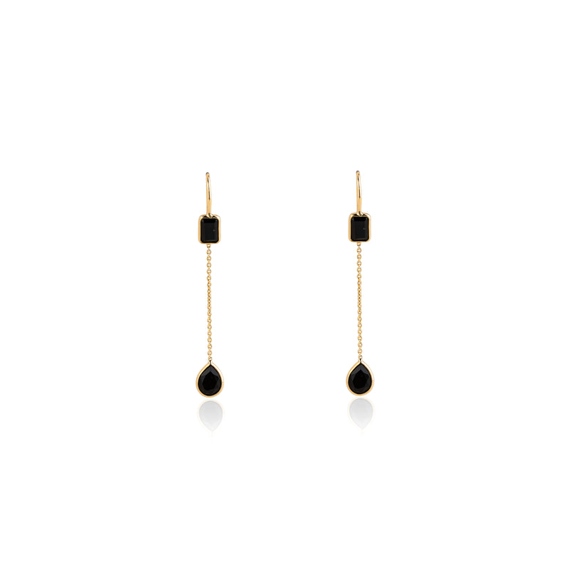 Eleanor Black Onyx Earrings, 18K Yellow Gold