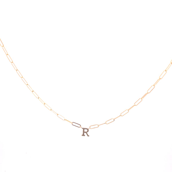 Custom Initial Paperclip Necklace, 14k Gold