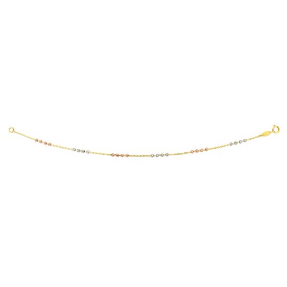 Trinity Bead Tri Color Necklace 14k Gold
