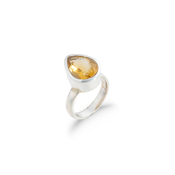 Amber Citrine Ring, Sterling Silver