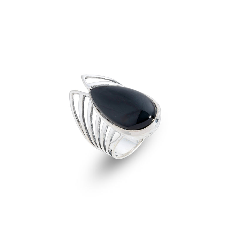 Cahira Black Onyx Ring,Sterling Silver