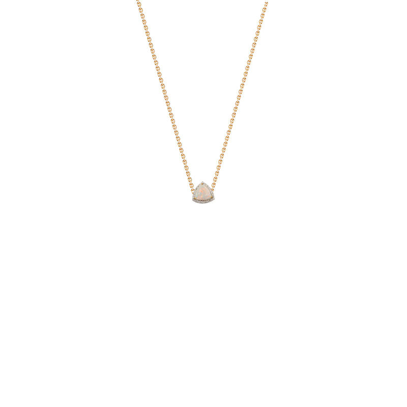 Aurora Triangle Diamond and Opal Pendant, 14 K Gold
